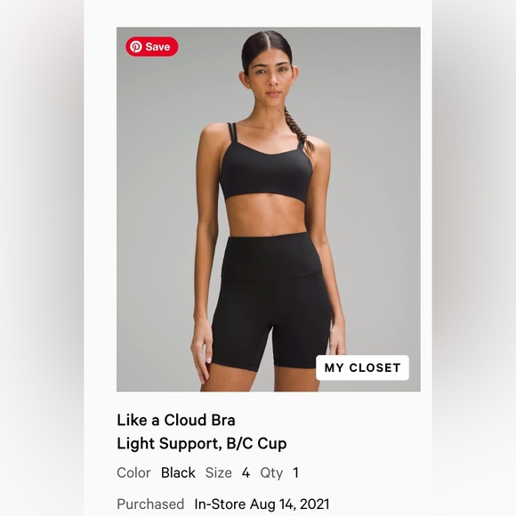 Lululemon Like a Cloud Bra Light Support *B/C Cup - Black - 4 - Picture 14 of 14